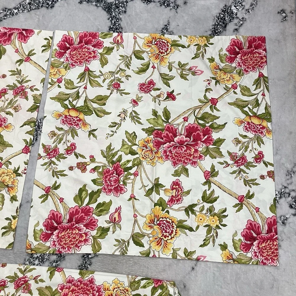 Pottery Barn Twin Duvet Cover Set Pink Floral Cottage Garden 100% Cotton